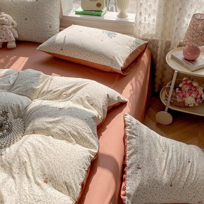 91家纺网 家纺一手货源 找家纺 豫见家纺 2026新款古法水洗仿棉云感纱四件套 浆果