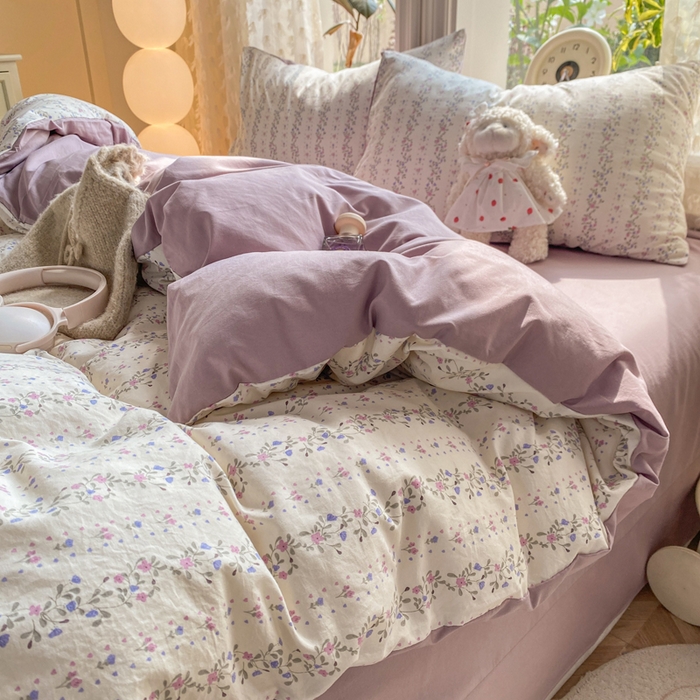 91家纺网 家纺一手货源 找家纺 豫见家纺 2026新款古法水洗仿棉云感纱四件套 兰枝玉树