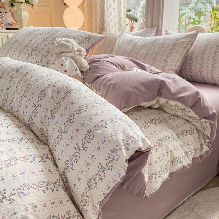 91家纺网 家纺一手货源 找家纺 豫见家纺 2026新款古法水洗仿棉云感纱四件套 兰枝玉树