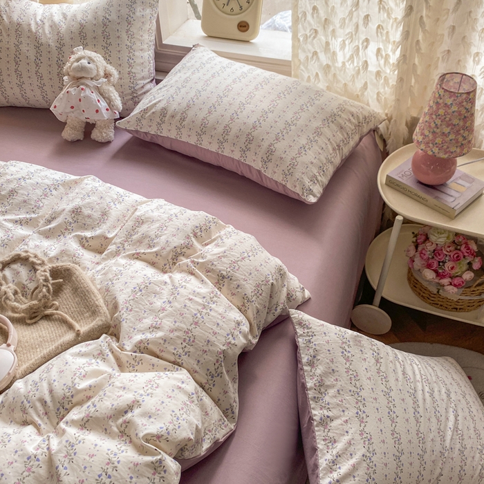 91家纺网 家纺一手货源 找家纺 豫见家纺 2026新款古法水洗仿棉云感纱四件套 兰枝玉树