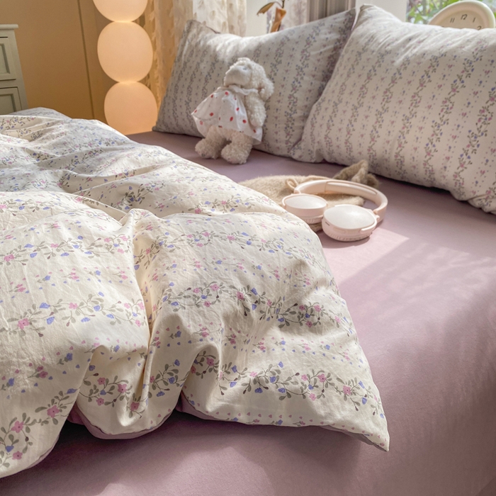 91家纺网 家纺一手货源 找家纺 豫见家纺 2026新款古法水洗仿棉云感纱四件套 兰枝玉树