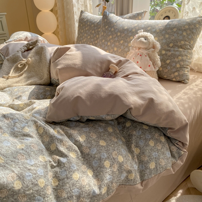 91家纺网 家纺一手货源 找家纺 豫见家纺 2026新款古法水洗仿棉云感纱四件套 梦屿