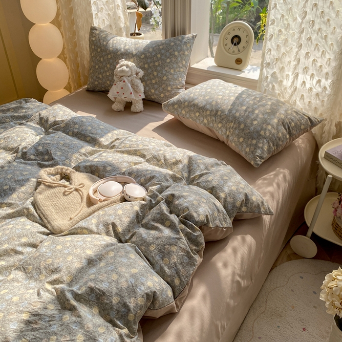 91家纺网 家纺一手货源 找家纺 豫见家纺 2026新款古法水洗仿棉云感纱四件套 梦屿