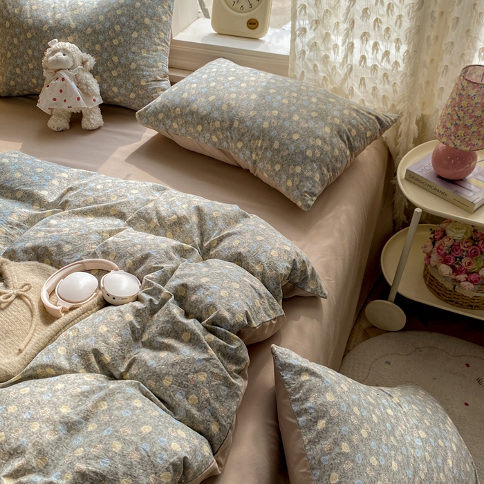 91家纺网 家纺一手货源 找家纺 豫见家纺 2026新款古法水洗仿棉云感纱四件套 梦屿