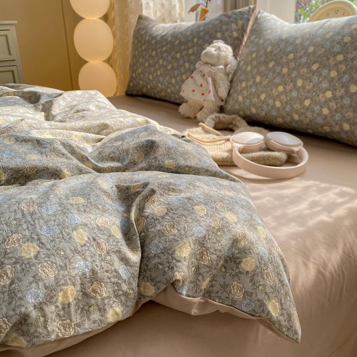 91家纺网 家纺一手货源 找家纺 豫见家纺 2026新款古法水洗仿棉云感纱四件套 梦屿