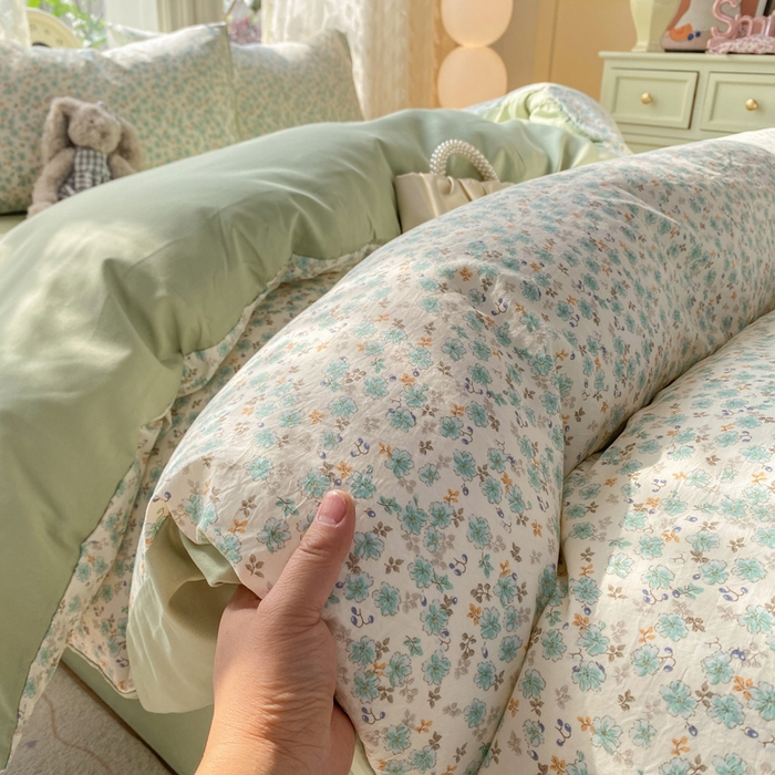 91家纺网 家纺一手货源 找家纺 豫见家纺 2026新款古法水洗仿棉云感纱四件套 秘密花园