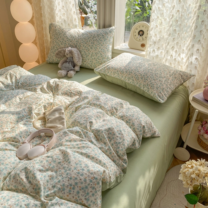 91家纺网 家纺一手货源 找家纺 豫见家纺 2026新款古法水洗仿棉云感纱四件套 秘密花园