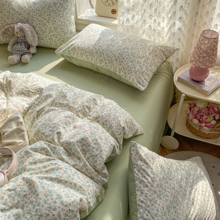 91家纺网 家纺一手货源 找家纺 豫见家纺 2026新款古法水洗仿棉云感纱四件套 秘密花园