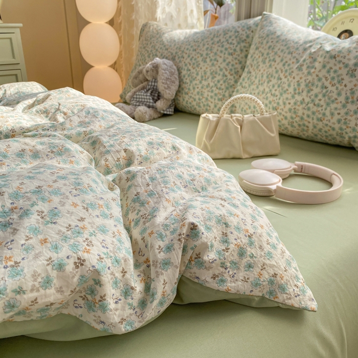 91家纺网 家纺一手货源 找家纺 豫见家纺 2026新款古法水洗仿棉云感纱四件套 秘密花园