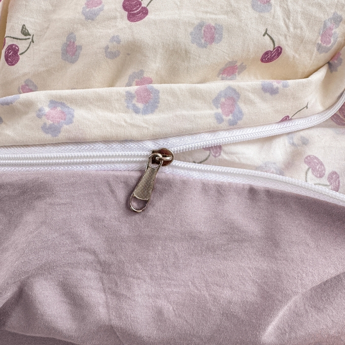 91家纺网 家纺一手货源 找家纺 豫见家纺 2026新款古法水洗仿棉云感纱四件套 蜜恋樱桃