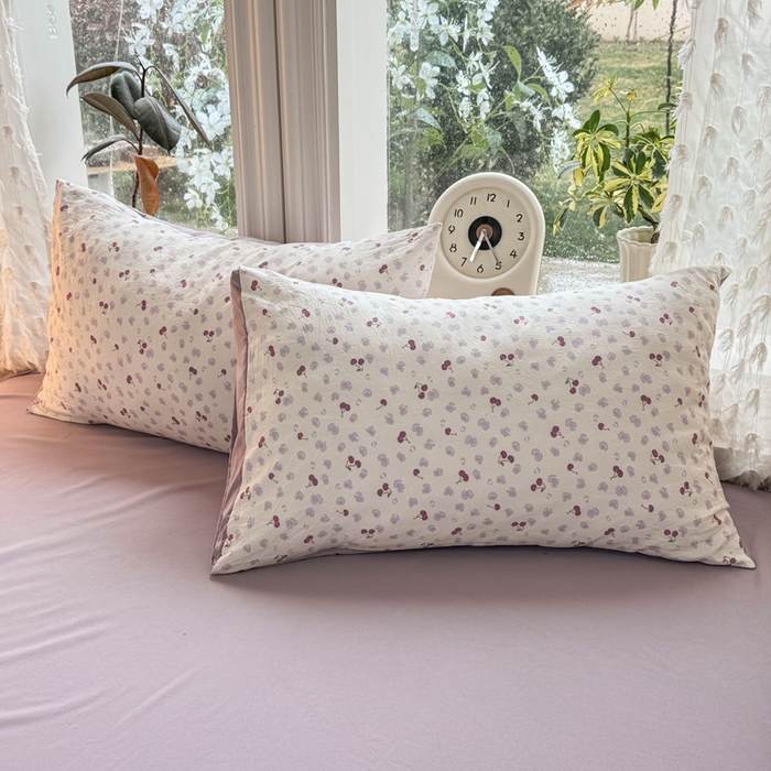 91家纺网 家纺一手货源 找家纺 豫见家纺 2026新款古法水洗仿棉云感纱四件套 蜜恋樱桃