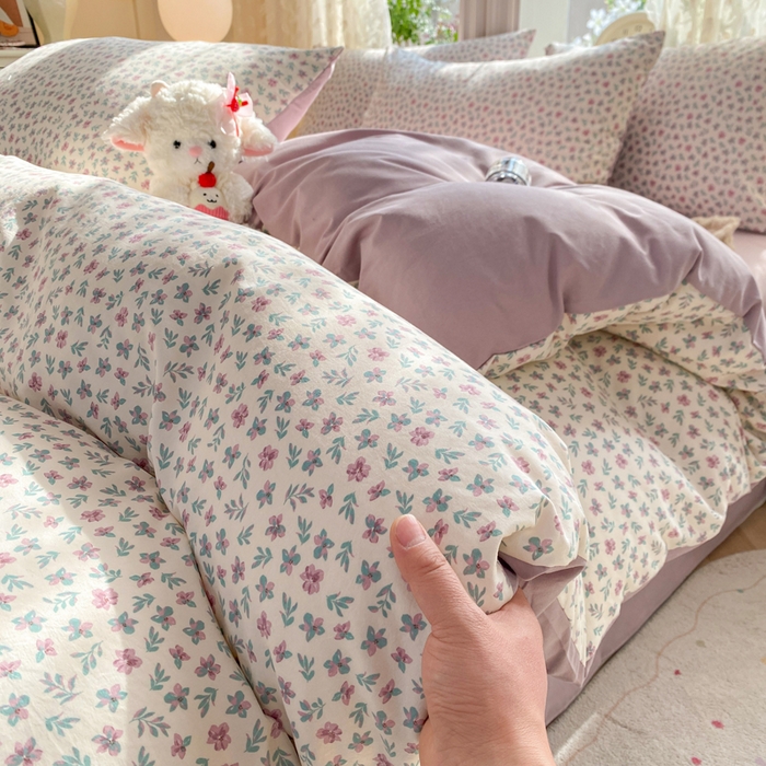 豫见家纺 2026新款古法水洗仿棉云感纱四件套 千野合