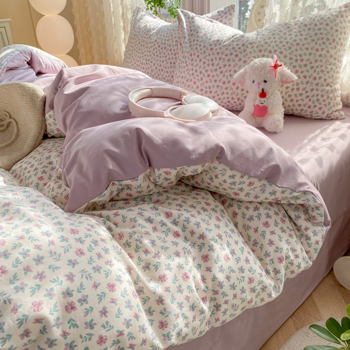 91家纺网 家纺一手货源 找家纺 豫见家纺 2026新款古法水洗仿棉云感纱四件套 千野合