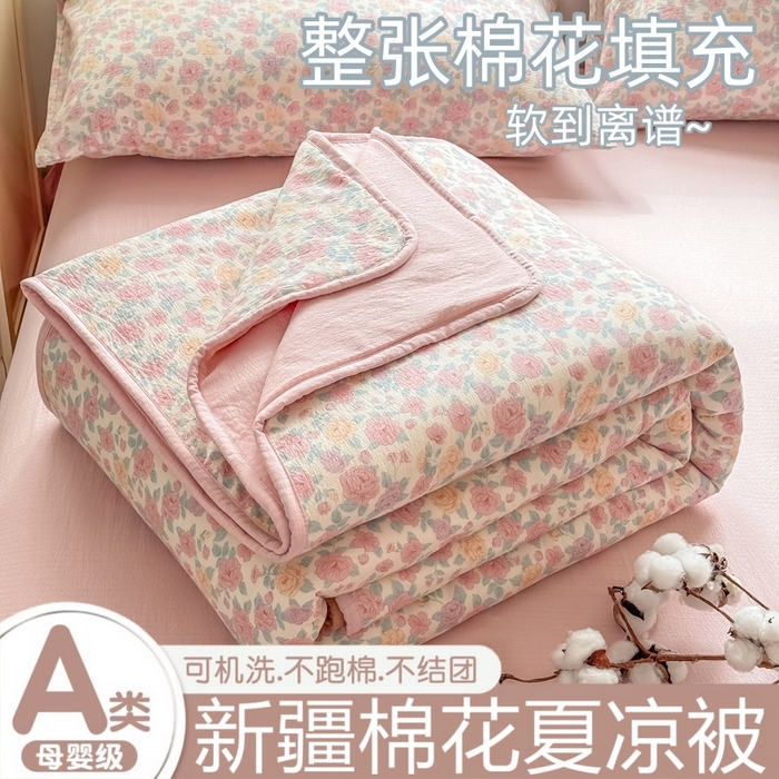 91家纺网 家纺一手货源 找家纺 爱屋及屋 2026新款双层纱小包边棉花夏被【含买家秀】 春风里