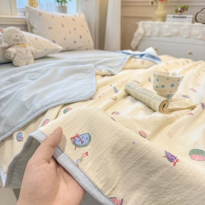 91家纺网 家纺一手货源 找家纺 爱屋及屋 2026新款双层纱小包边棉花夏被【含买家秀】 小西瓜