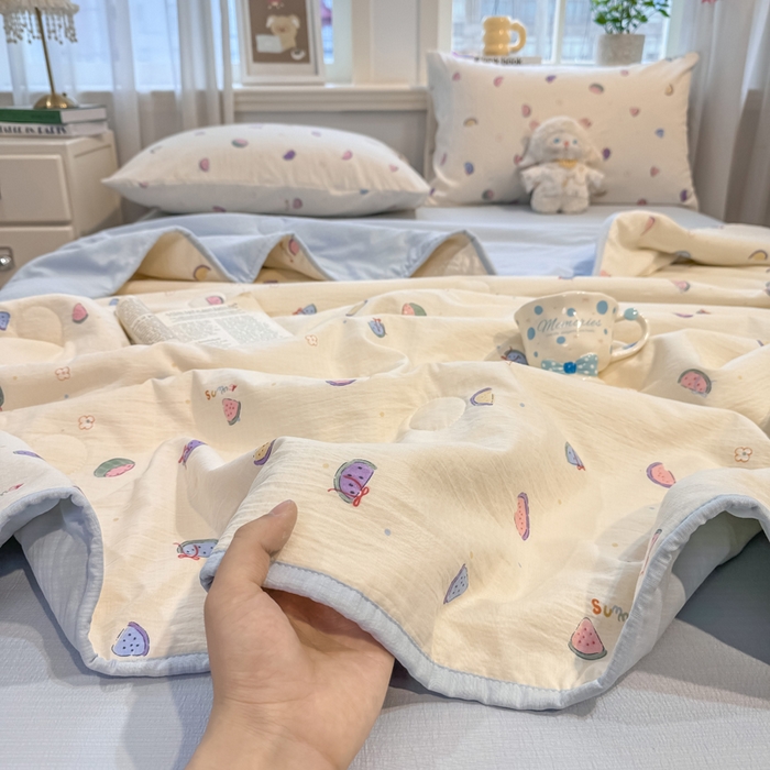 91家纺网 家纺一手货源 找家纺 爱屋及屋 2026新款双层纱小包边棉花夏被【含买家秀】 小西瓜