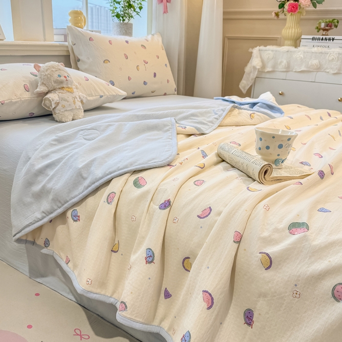 91家纺网 家纺一手货源 找家纺 爱屋及屋 2026新款双层纱小包边棉花夏被【含买家秀】 小西瓜