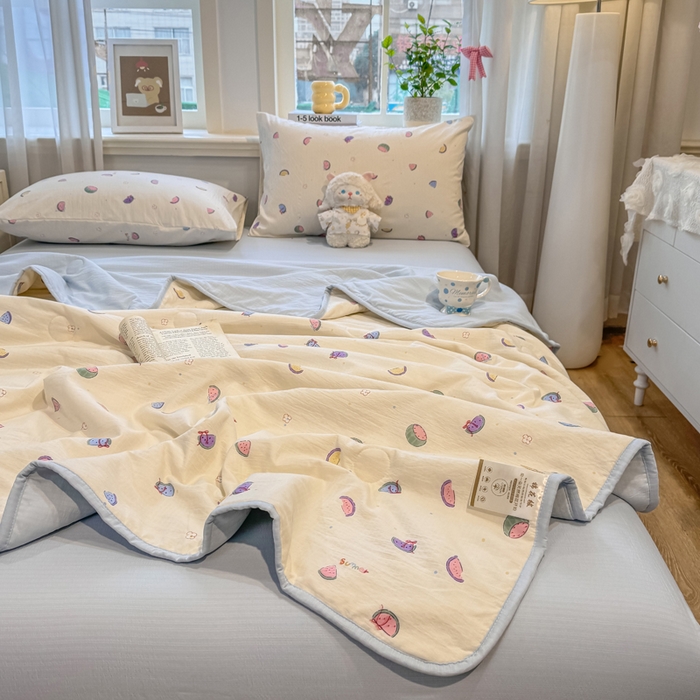 91家纺网 家纺一手货源 找家纺 爱屋及屋 2026新款双层纱小包边棉花夏被【含买家秀】 小西瓜