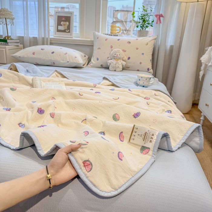 91家纺网 家纺一手货源 找家纺 爱屋及屋 2026新款双层纱小包边棉花夏被【含买家秀】 小西瓜