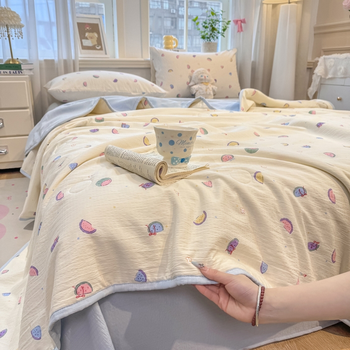 91家纺网 家纺一手货源 找家纺 爱屋及屋 2026新款双层纱小包边棉花夏被【含买家秀】 小西瓜