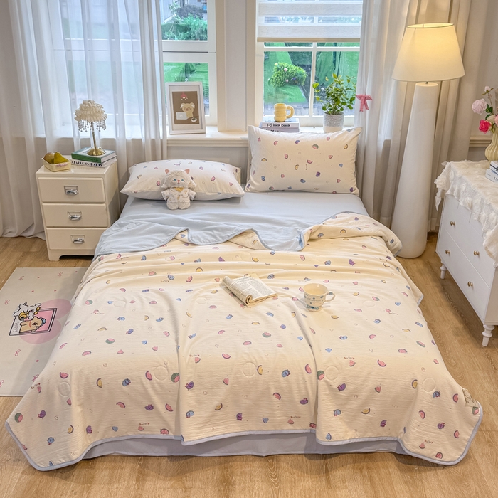 91家纺网 家纺一手货源 找家纺 爱屋及屋 2026新款双层纱小包边棉花夏被【含买家秀】 小西瓜