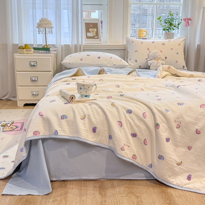 91家纺网 家纺一手货源 找家纺 爱屋及屋 2026新款双层纱小包边棉花夏被【含买家秀】 小西瓜