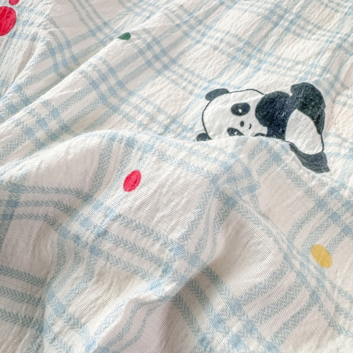 91家纺网 家纺一手货源 找家纺 爱屋及屋 2026新款双层纱小包边棉花夏被【含买家秀】 格子熊猫