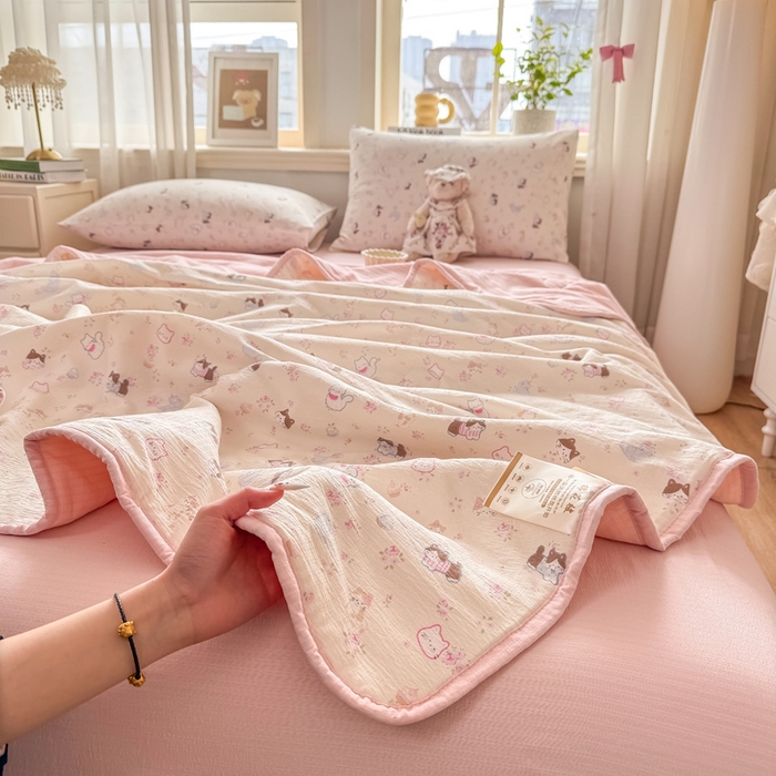 91家纺网 家纺一手货源 找家纺 爱屋及屋 2026新款双层纱小包边棉花夏被【含买家秀】 晴天小猫