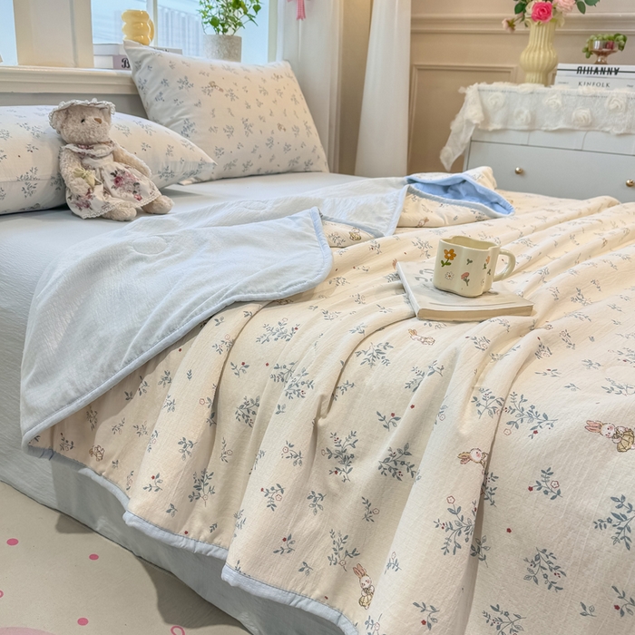 91家纺网 家纺一手货源 找家纺 爱屋及屋 2026新款双层纱小包边棉花夏被【含买家秀】 花丛兔