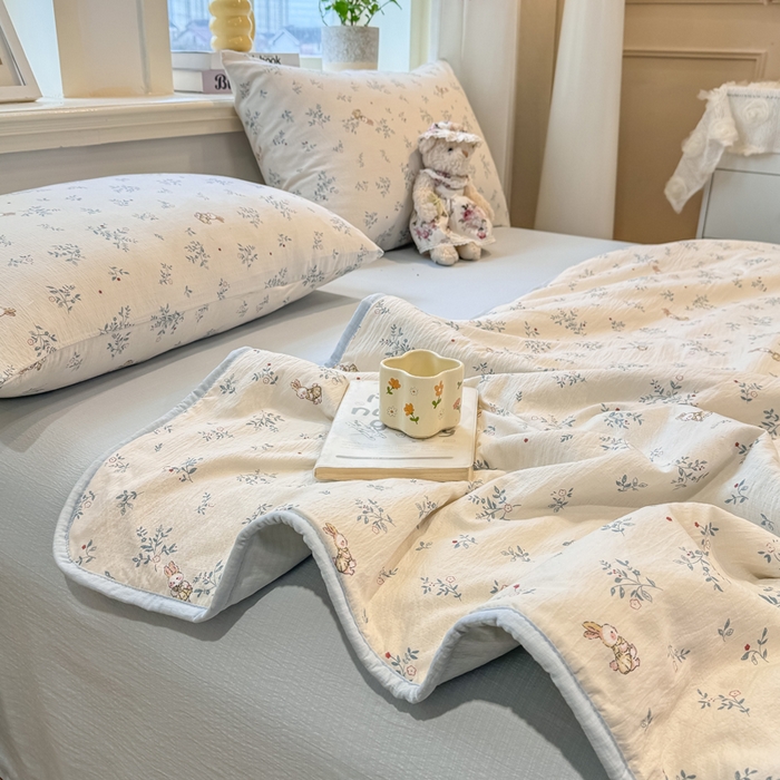 91家纺网 家纺一手货源 找家纺 爱屋及屋 2026新款双层纱小包边棉花夏被【含买家秀】 花丛兔