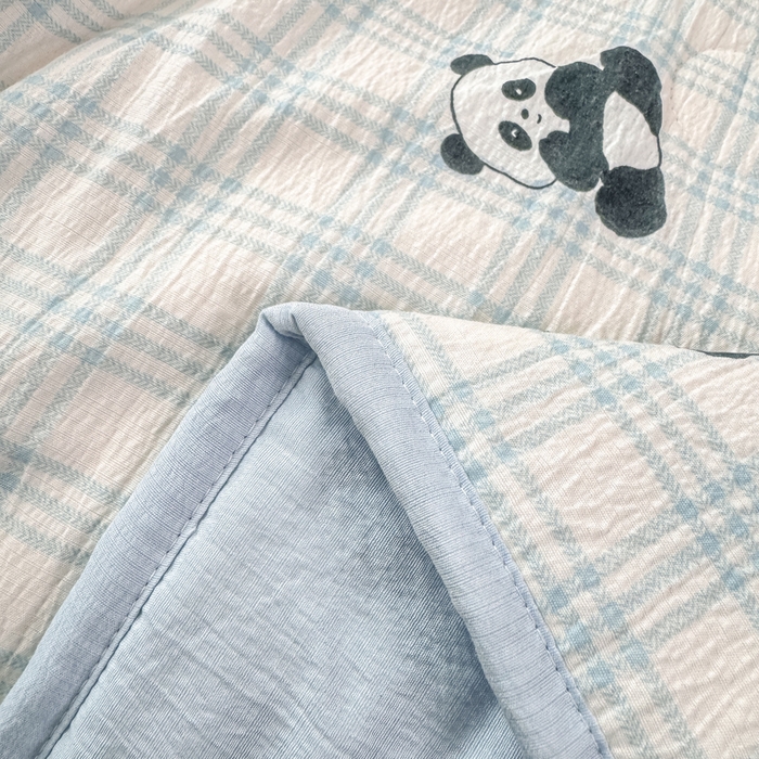 91家纺网 家纺一手货源 找家纺 爱屋及屋 2026新款双层纱小包边棉花夏被【含买家秀】 格子熊猫