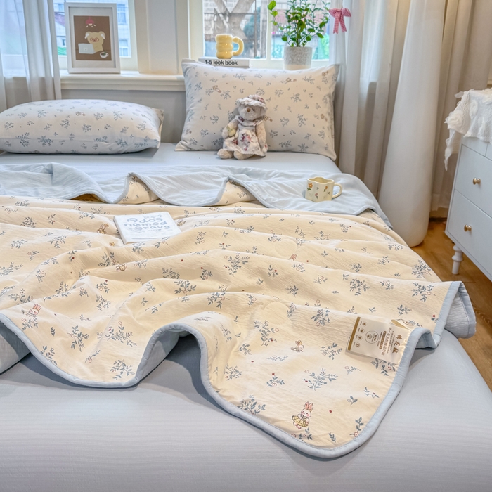 91家纺网 家纺一手货源 找家纺 爱屋及屋 2026新款双层纱小包边棉花夏被【含买家秀】 花丛兔