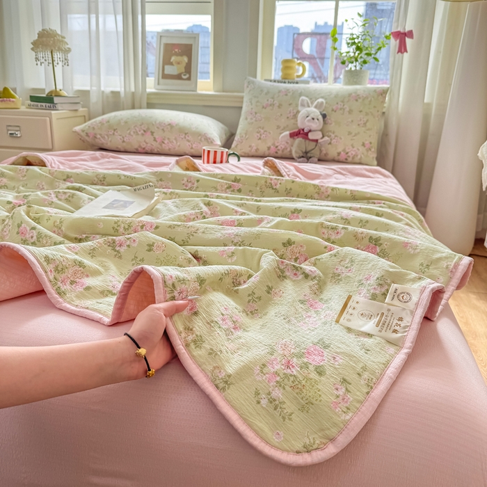 91家纺网 家纺一手货源 找家纺 爱屋及屋 2026新款双层纱小包边棉花夏被【含买家秀】 半夏-绿