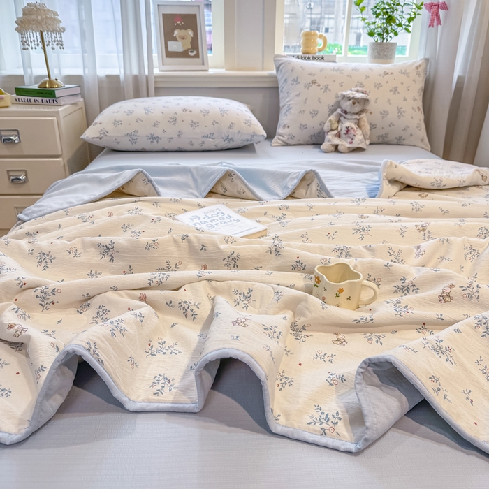 91家纺网 家纺一手货源 找家纺 爱屋及屋 2026新款双层纱小包边棉花夏被【含买家秀】 花丛兔