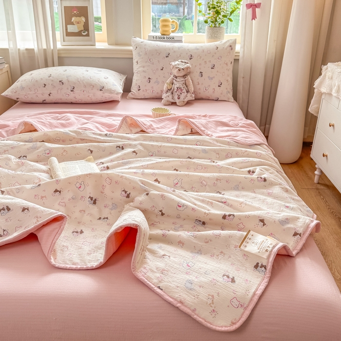 91家纺网 家纺一手货源 找家纺 爱屋及屋 2026新款双层纱小包边棉花夏被【含买家秀】 晴天小猫