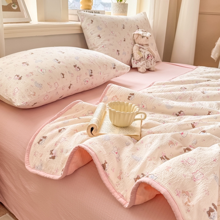 91家纺网 家纺一手货源 找家纺 爱屋及屋 2026新款双层纱小包边棉花夏被【含买家秀】 晴天小猫