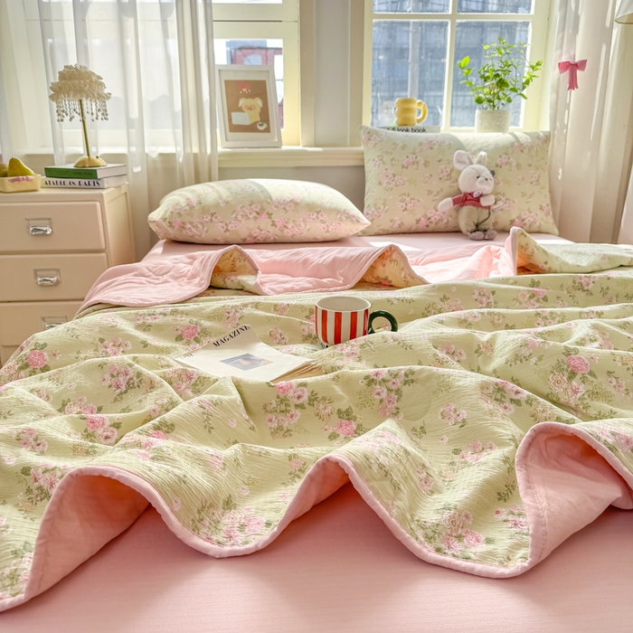 91家纺网 家纺一手货源 找家纺 爱屋及屋 2026新款双层纱小包边棉花夏被【含买家秀】 半夏-绿