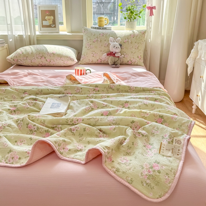 91家纺网 家纺一手货源 找家纺 爱屋及屋 2026新款双层纱小包边棉花夏被【含买家秀】 半夏-绿