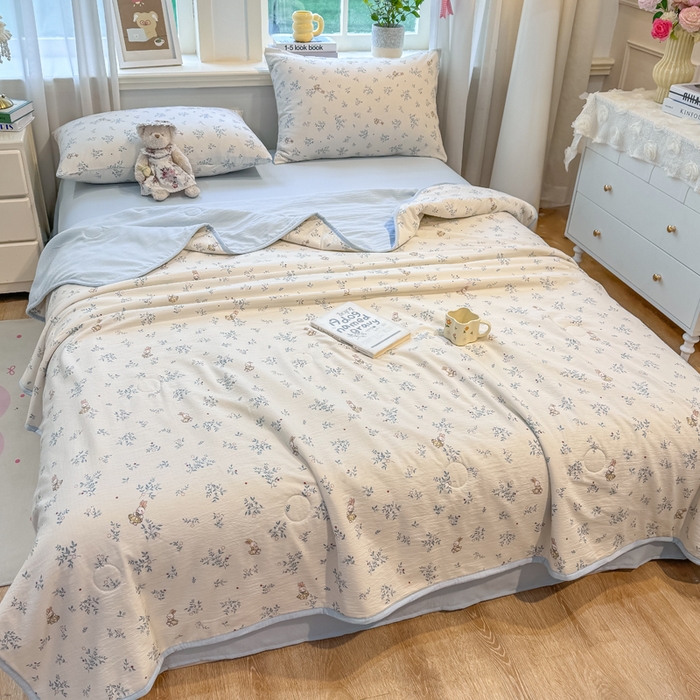 91家纺网 家纺一手货源 找家纺 爱屋及屋 2026新款双层纱小包边棉花夏被【含买家秀】 花丛兔