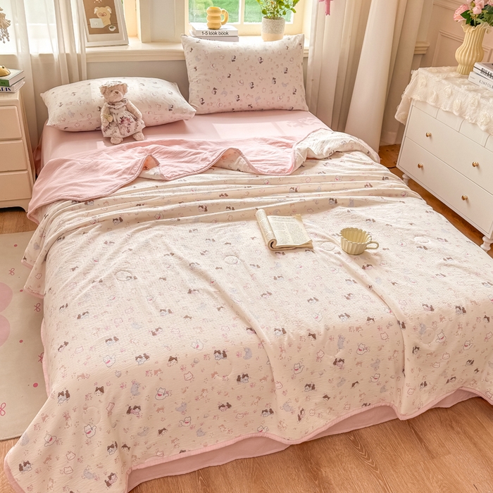 91家纺网 家纺一手货源 找家纺 爱屋及屋 2026新款双层纱小包边棉花夏被【含买家秀】 晴天小猫