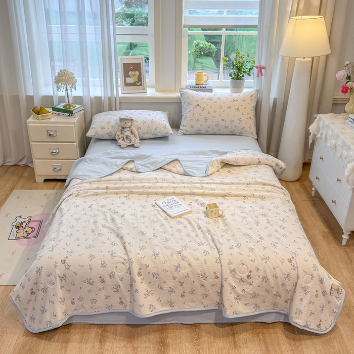 91家纺网 家纺一手货源 找家纺 爱屋及屋 2026新款双层纱小包边棉花夏被【含买家秀】 花丛兔