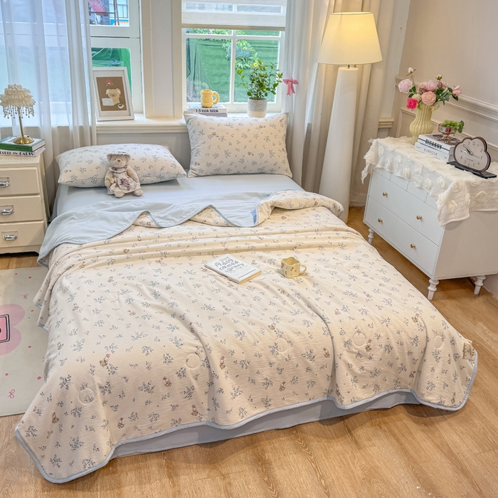 91家纺网 家纺一手货源 找家纺 爱屋及屋 2026新款双层纱小包边棉花夏被【含买家秀】 花丛兔