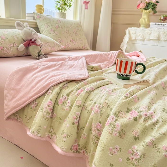 91家纺网 家纺一手货源 找家纺 爱屋及屋 2026新款双层纱小包边棉花夏被【含买家秀】 半夏-绿