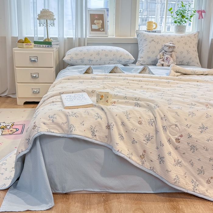 91家纺网 家纺一手货源 找家纺 爱屋及屋 2026新款双层纱小包边棉花夏被【含买家秀】 花丛兔