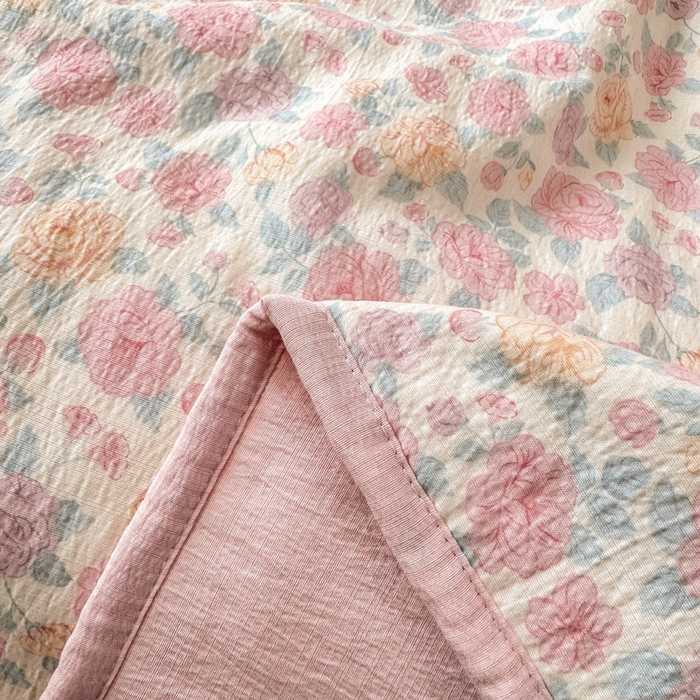 91家纺网 家纺一手货源 找家纺 爱屋及屋 2026新款双层纱小包边棉花夏被【含买家秀】 春风里