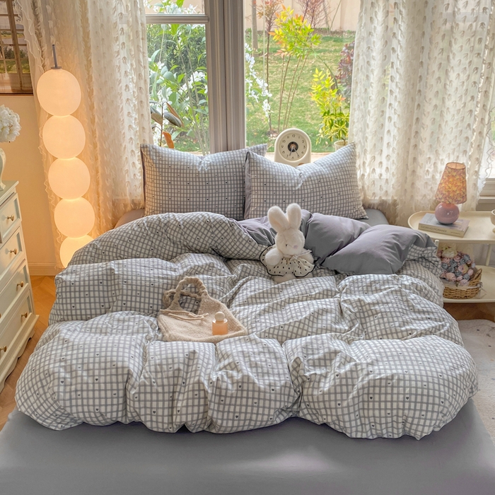 91家纺网 家纺一手货源 找家纺 豫见家纺 2026新款古法水洗仿棉云感纱四件套 甜心乐园