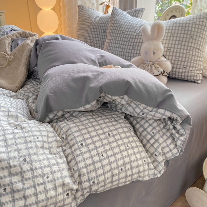 91家纺网 家纺一手货源 找家纺 豫见家纺 2026新款古法水洗仿棉云感纱四件套 甜心乐园