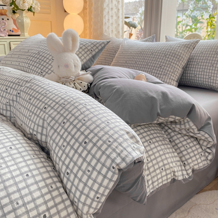 91家纺网 家纺一手货源 找家纺 豫见家纺 2026新款古法水洗仿棉云感纱四件套 甜心乐园