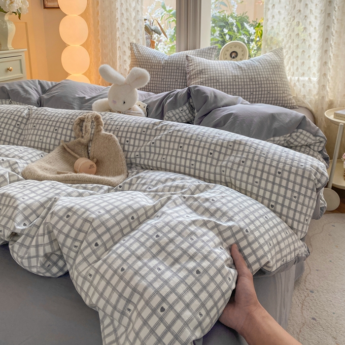 91家纺网 家纺一手货源 找家纺 豫见家纺 2026新款古法水洗仿棉云感纱四件套 甜心乐园