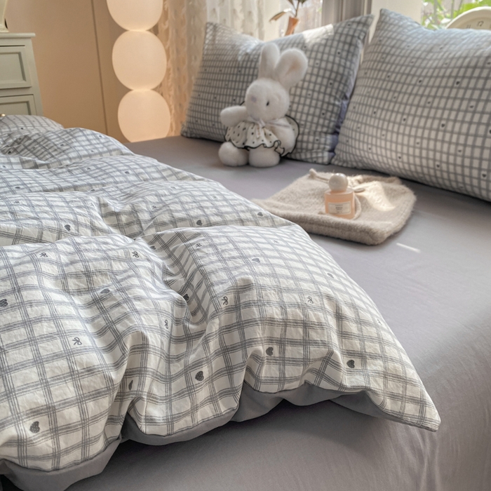 91家纺网 家纺一手货源 找家纺 豫见家纺 2026新款古法水洗仿棉云感纱四件套 甜心乐园